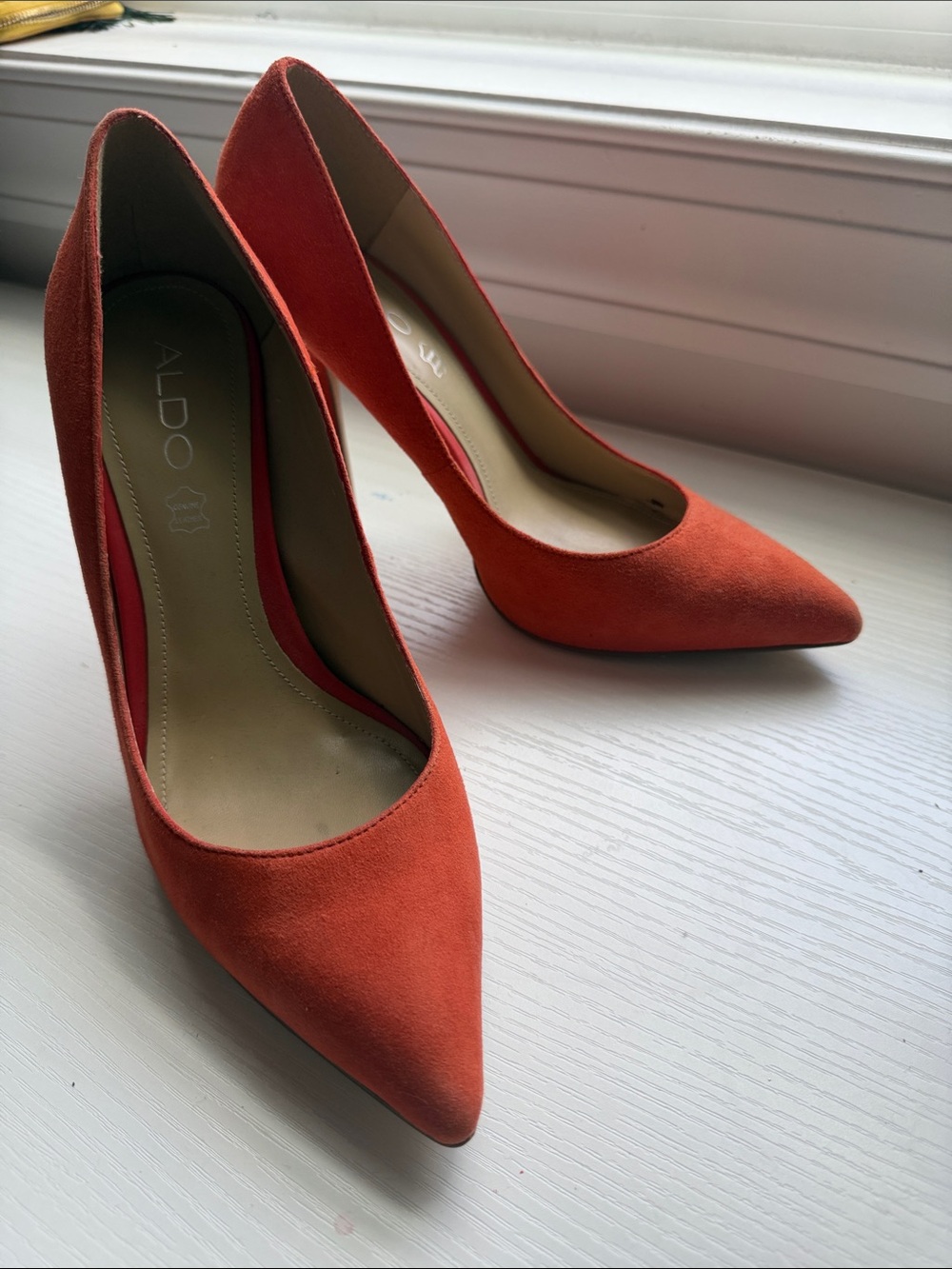 ALDO Orange Suede Pointed-Toe Pumps